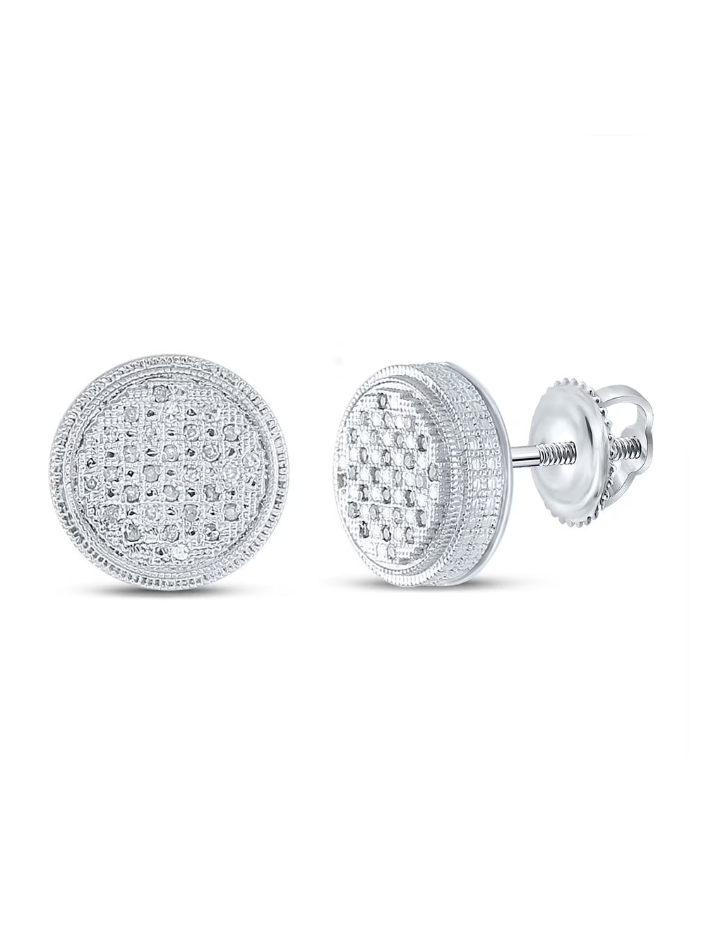 Sterling Silver Round Diamond Circle Earrings A141009