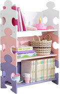 Wooden Puzzle Piece Bookcase with Three Shelves, Pastel G7217