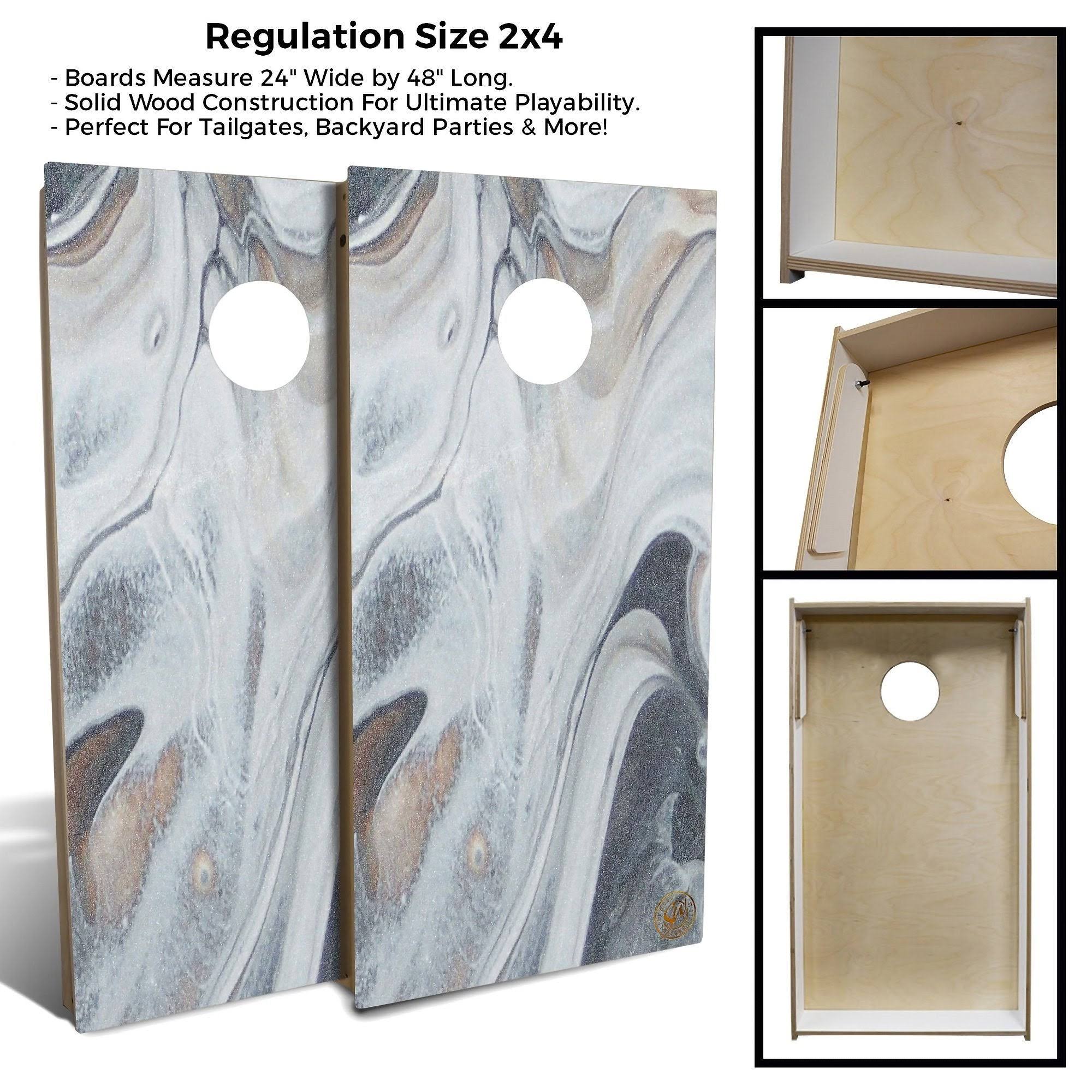 Gray Marble Cornhole Set 2x3 Boards Y337