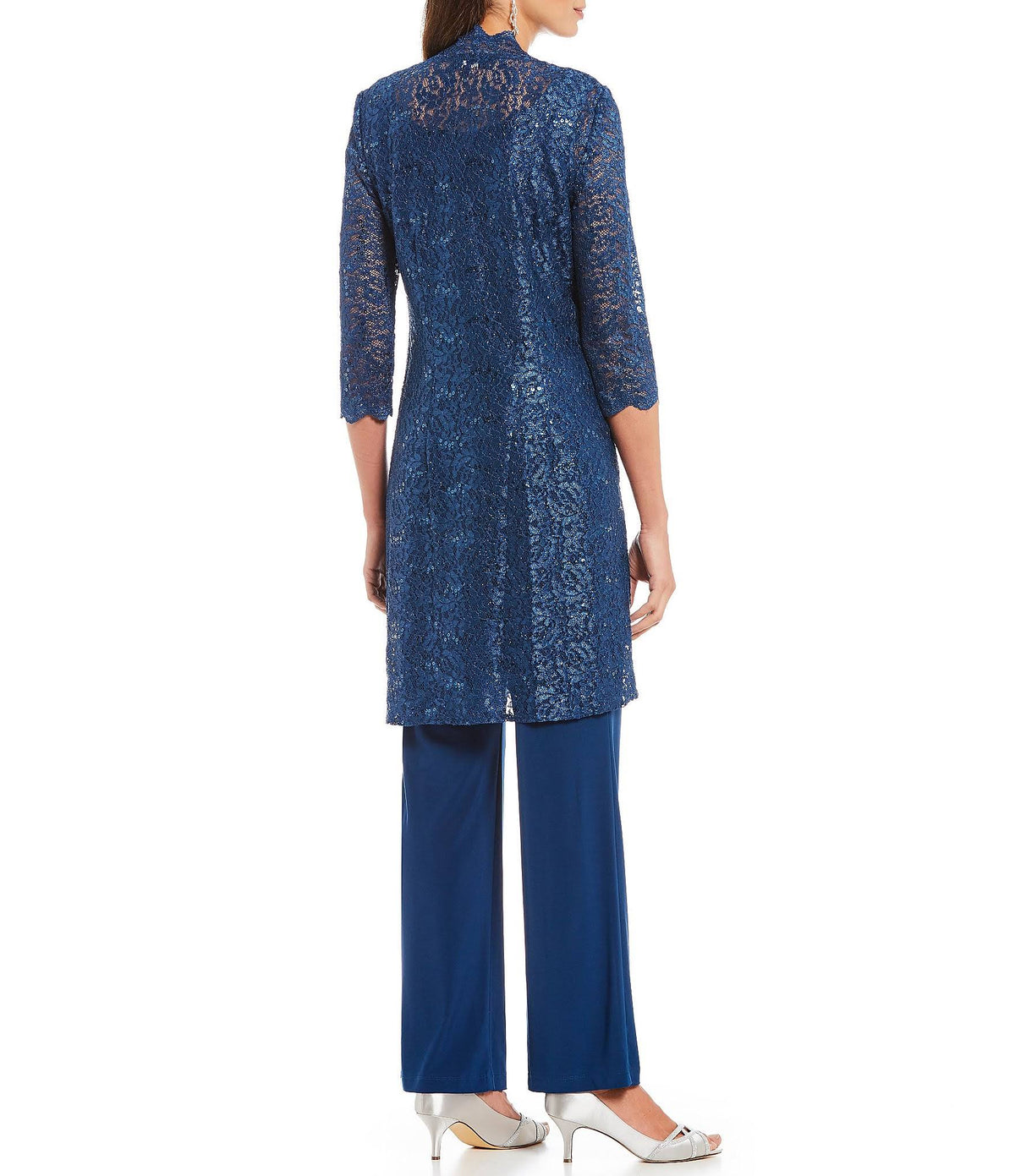 3-Piece Sequin Lace Duster Pant Set P549