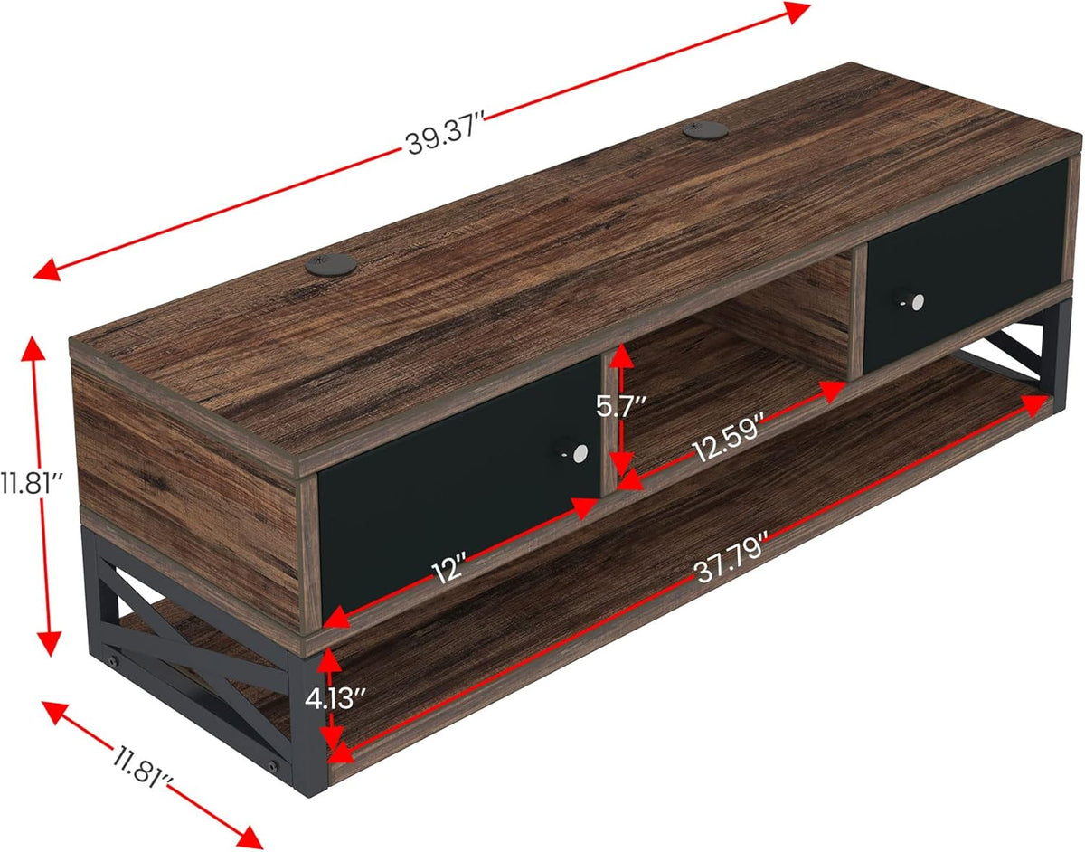 3-Tier Wall Mounted TV Stand with Magnetic Suction Doors C2909