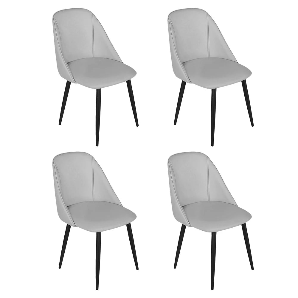 Retro Armless Vegan Leather Dining Chairs, off-Gray, Set of 4 P636