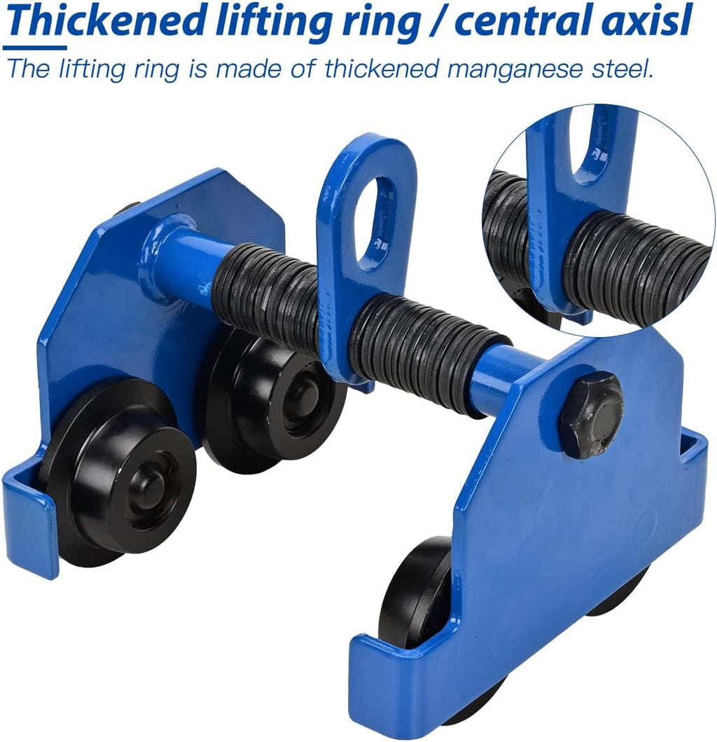 Heavy Duty Push Beam Trolley, 4400LBS Capacity, 3-6.5 in Adjustable Flange I1062