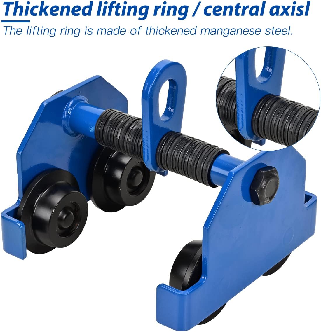 Heavy Duty Push Beam Trolley, 4400LBS Capacity, 3-6.5 in Adjustable Flange I1062