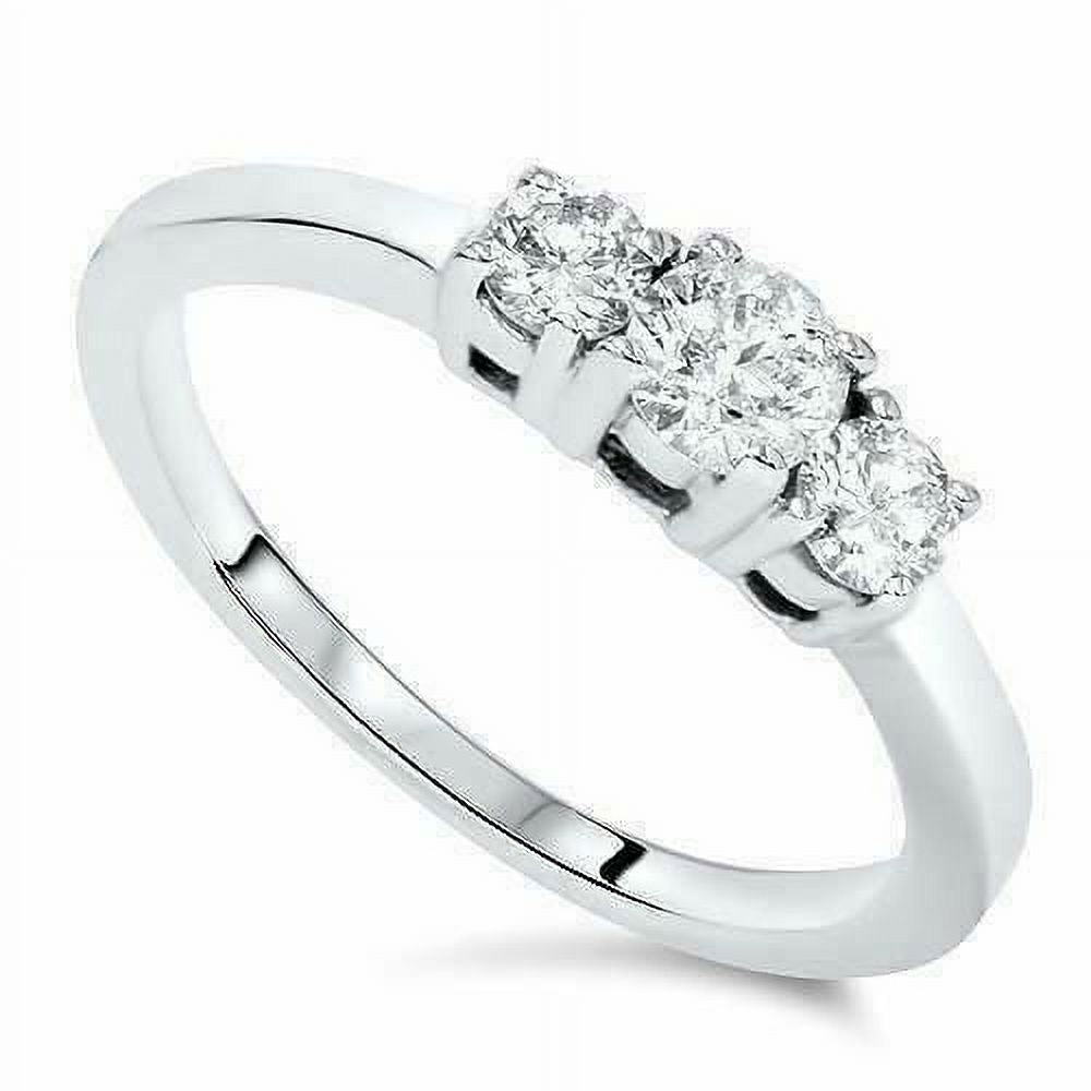 14k White Gold Three Stone Diamond Ring C789