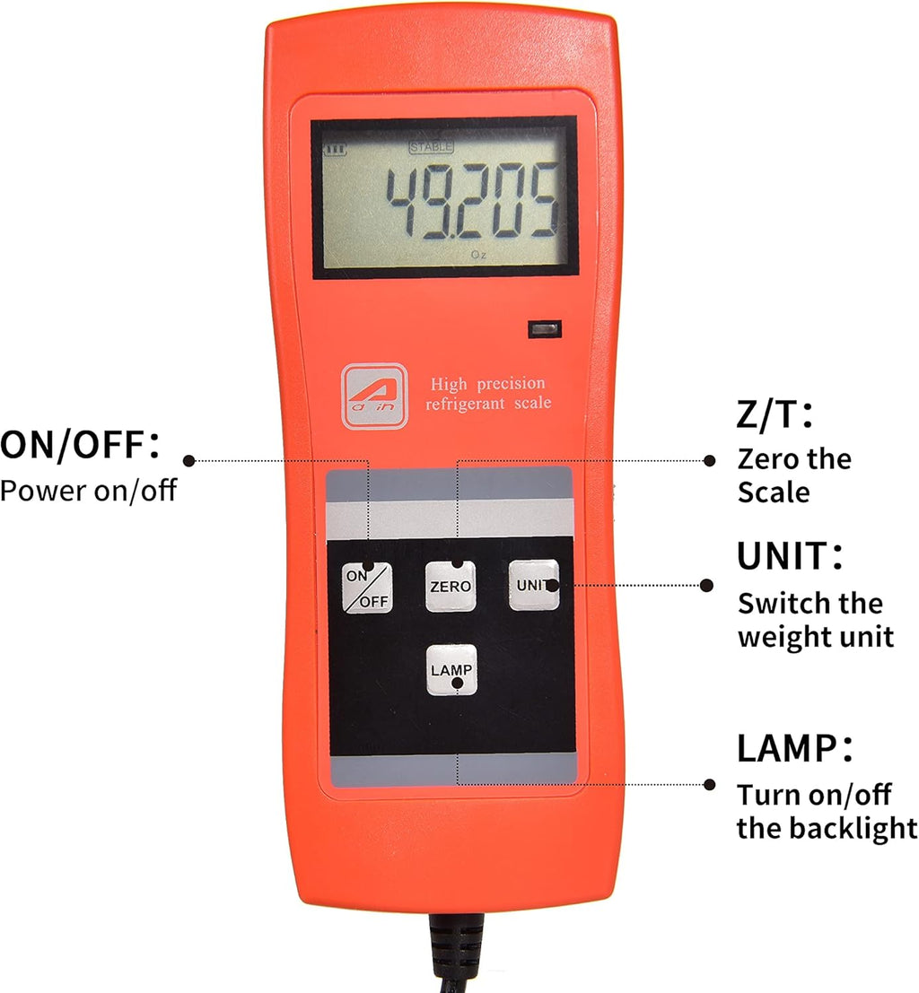 Digital Refrigerant Charging Weight Scale 220Lbs with LCD Display K90832