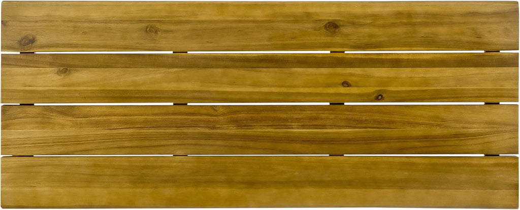 Teak Finish Acacia Wood Bar Table with Iron Frame S332484
