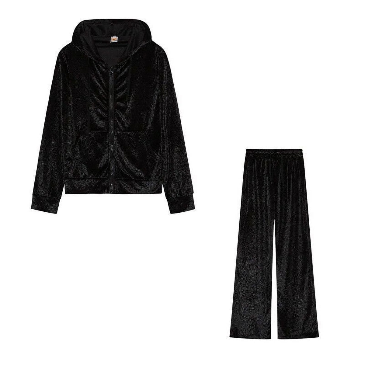 Velour 2-Piece Hoodie Tracksuit Set V4011