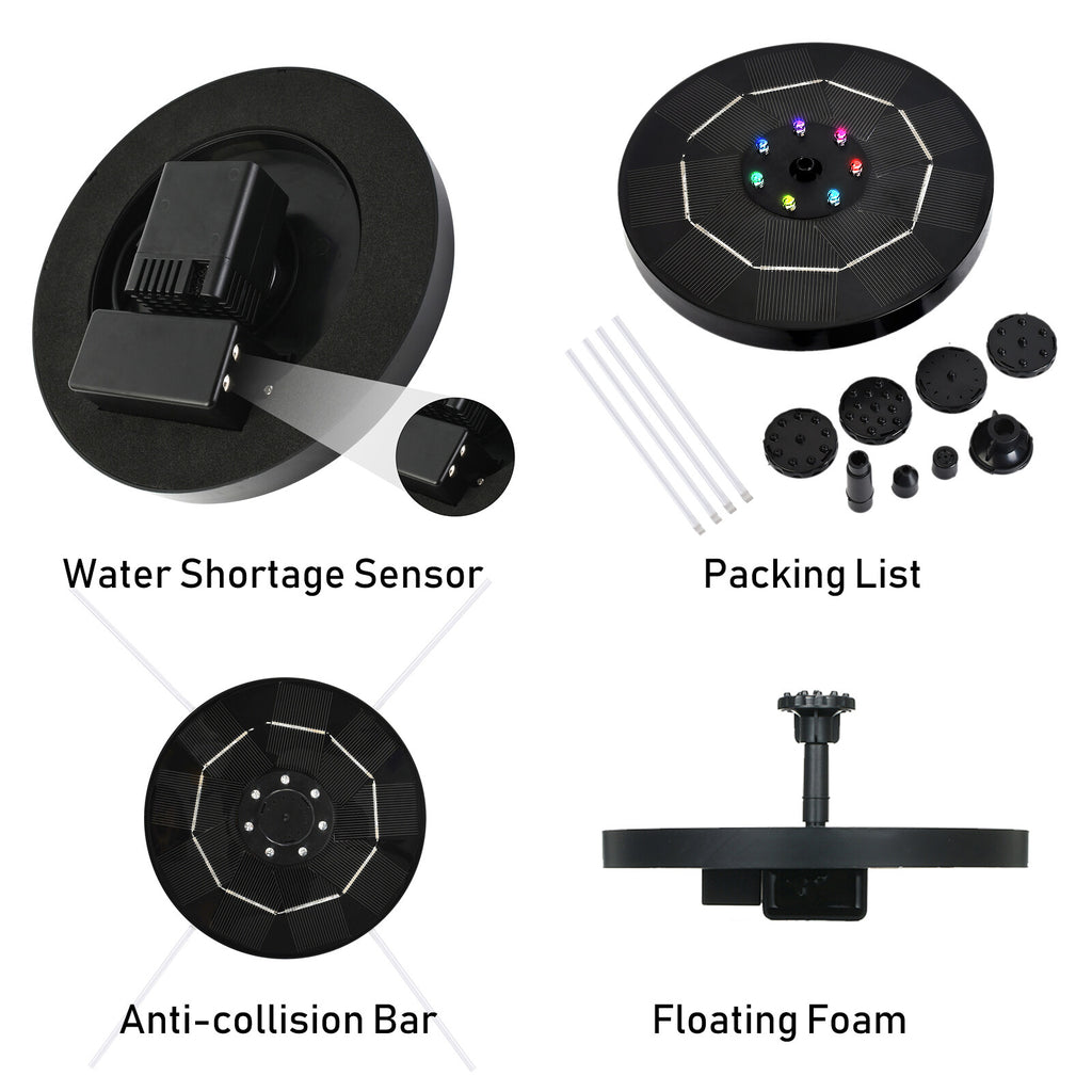Solar Fountain Pump 3.5W with 1800mAh Battery 6 Nozzles D257