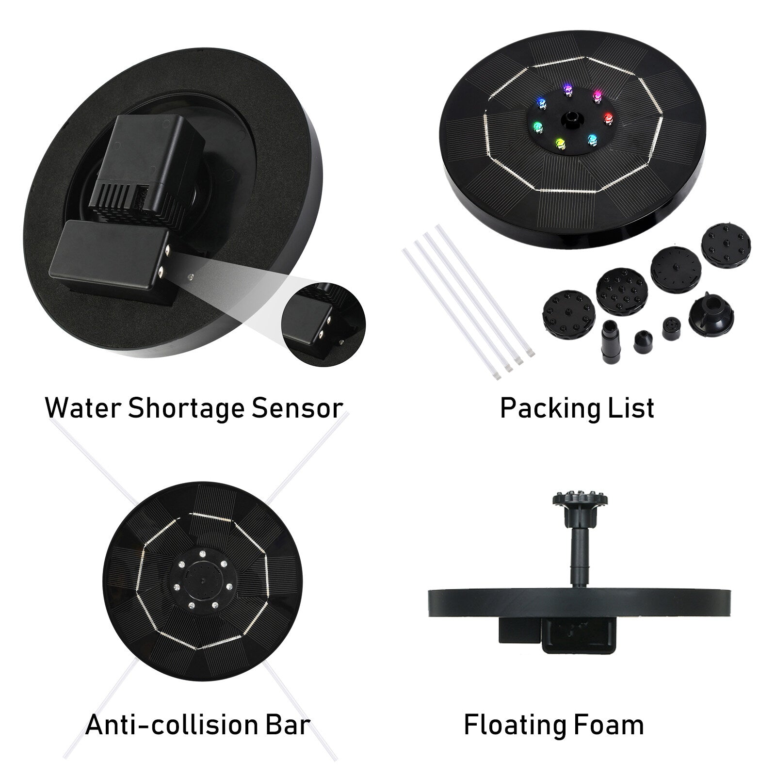Solar Fountain Pump 3.5W with 1800mAh Battery 6 Nozzles D257