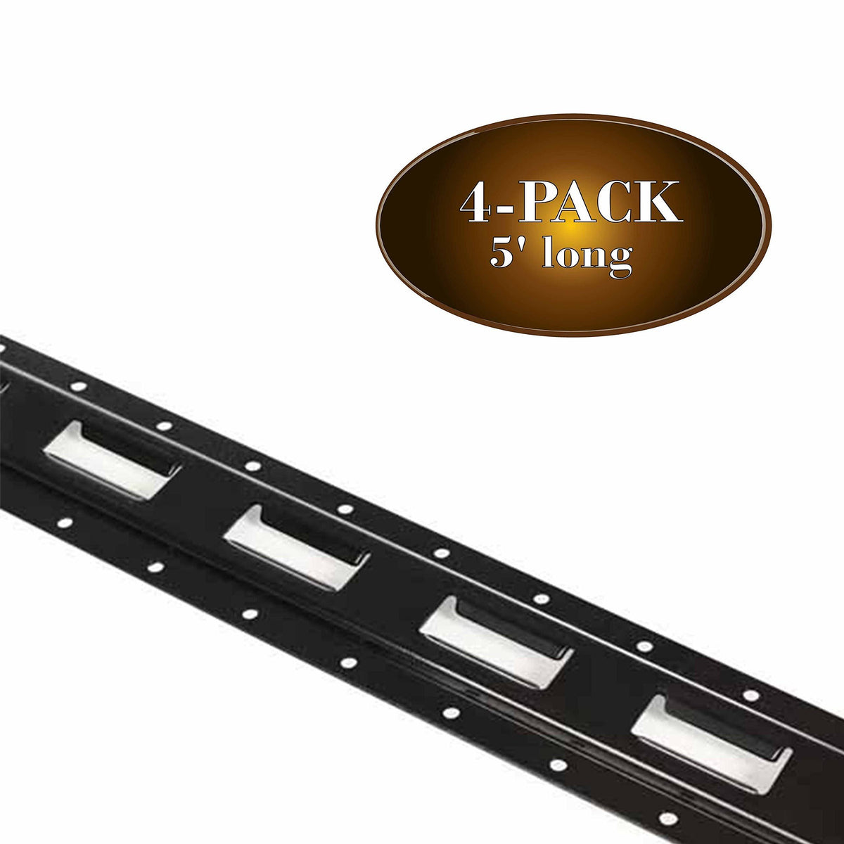 Black Powder-Coated 12 Gauge Steel E Track Tie-Down Rail, 4 Pack J907