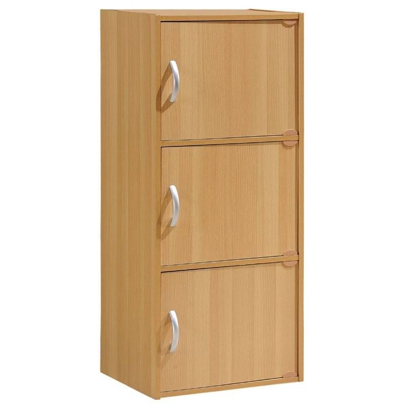 3 Shelf 3 Door Bookcase in Beech, Brown Q308508