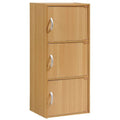 3 Shelf 3 Door Bookcase in Beech, Brown Q308508