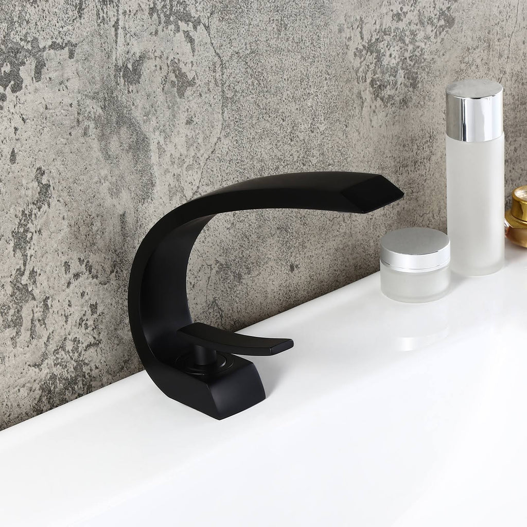 Matte Black 1-Handle Sink Faucet with Pop Up Drain Y70721