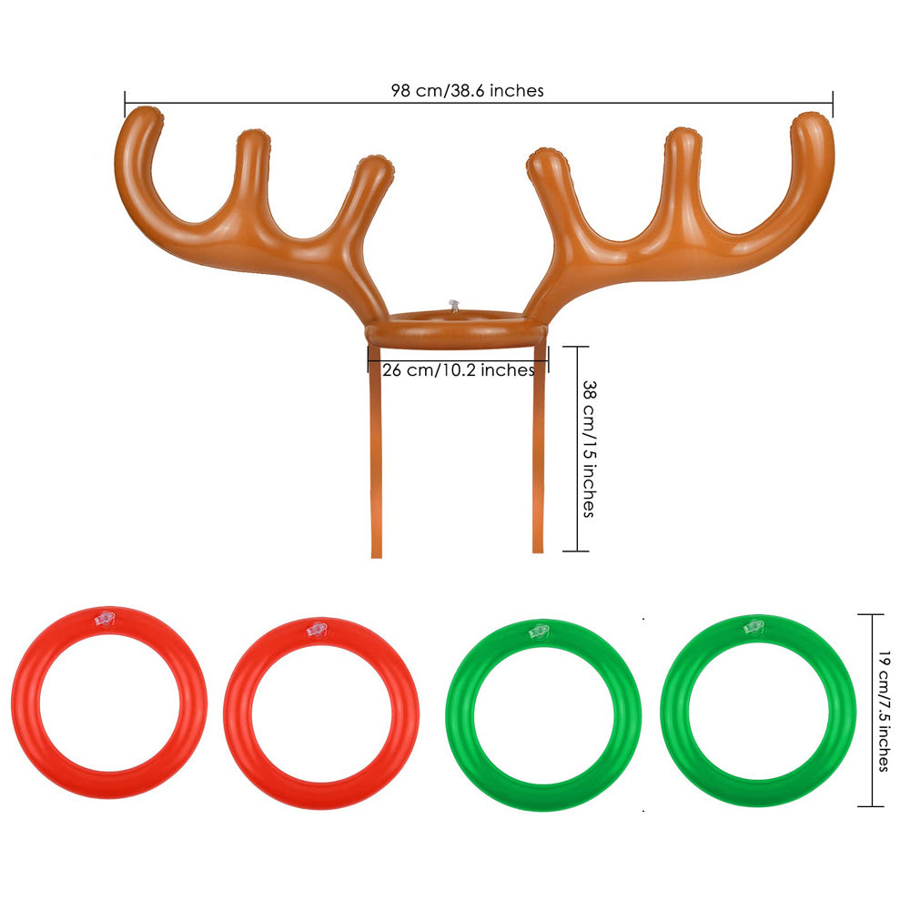 Inflatable Reindeer Antler Ring Toss Game with 4 Rings O7649