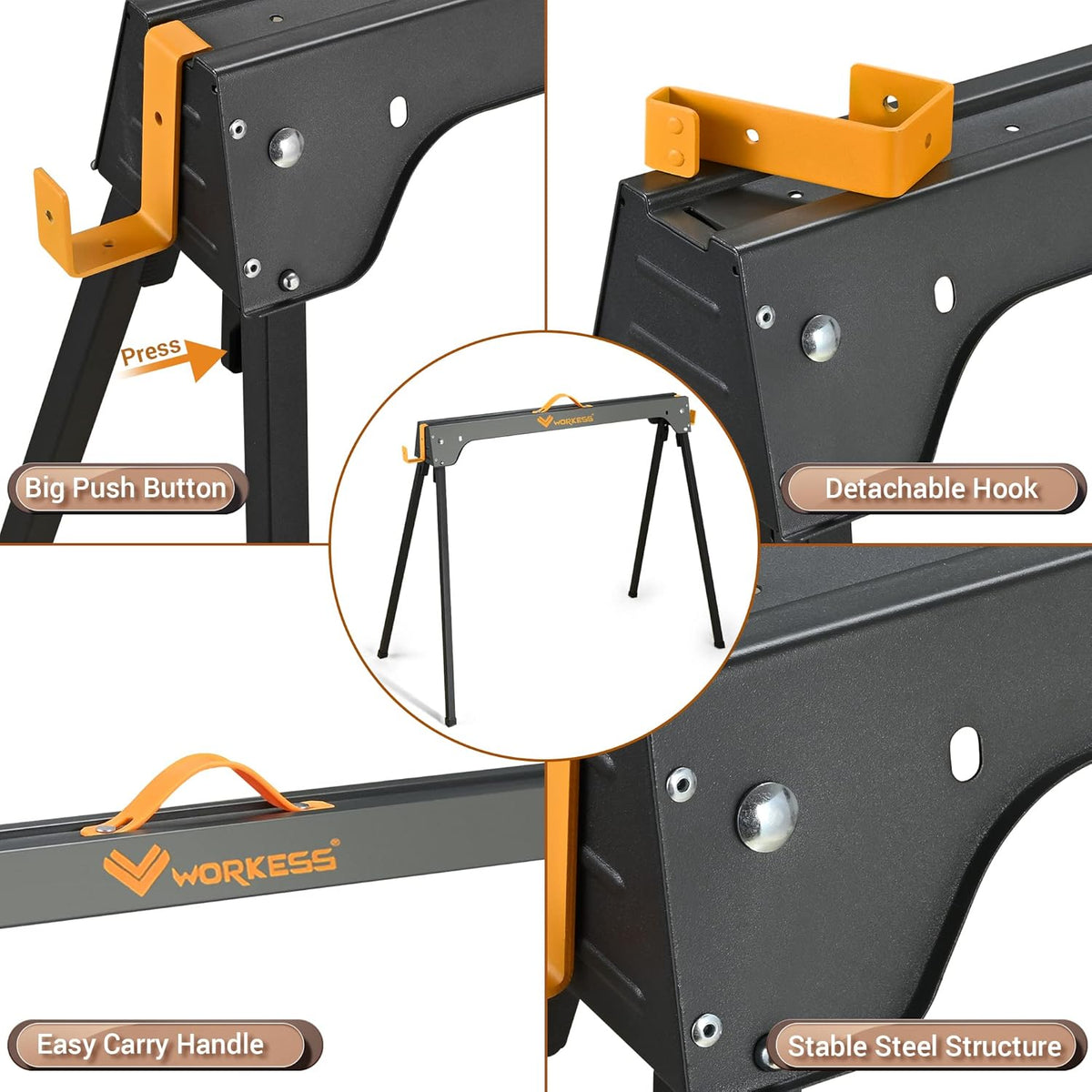 Sawhorse 2 Pack Portable Folding Heavy Duty 1100 LBS Weight Capacity C752493