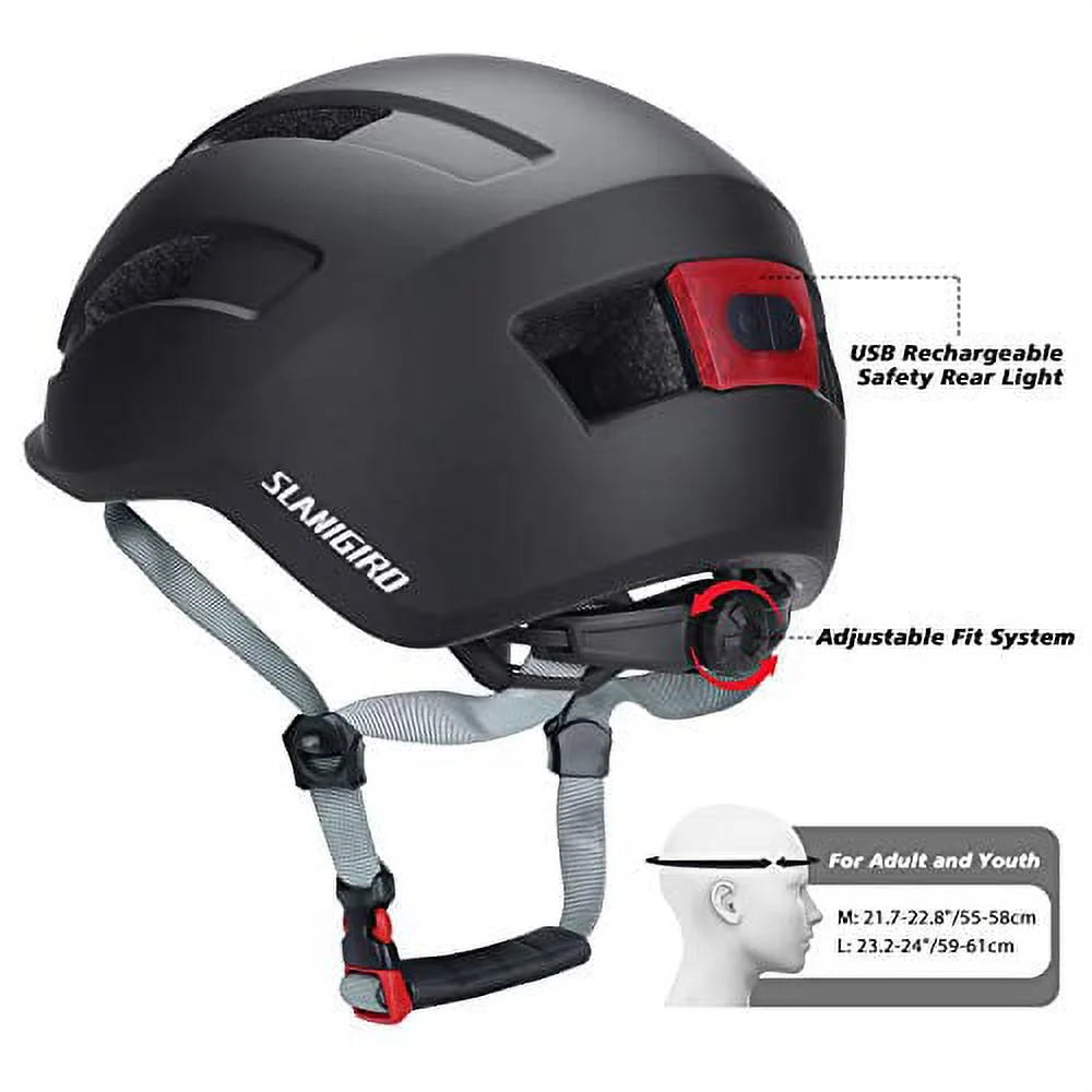Adult Bike Helmet with Light and Replacement Pads P792