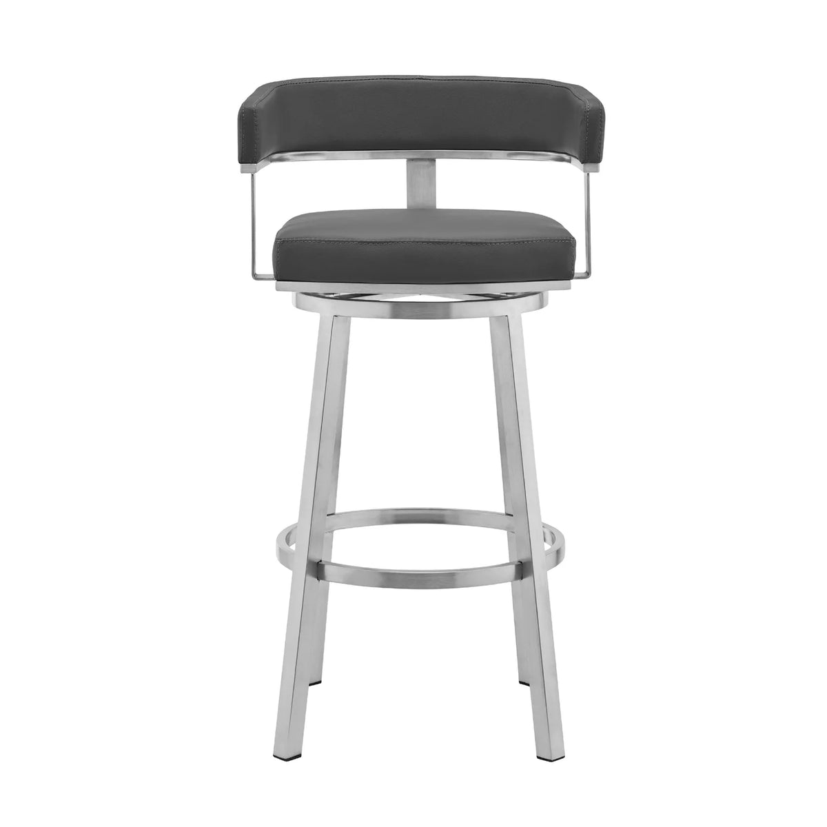 Faux Leather Swivel Counter Stool in Gray/Stainless Steel B268