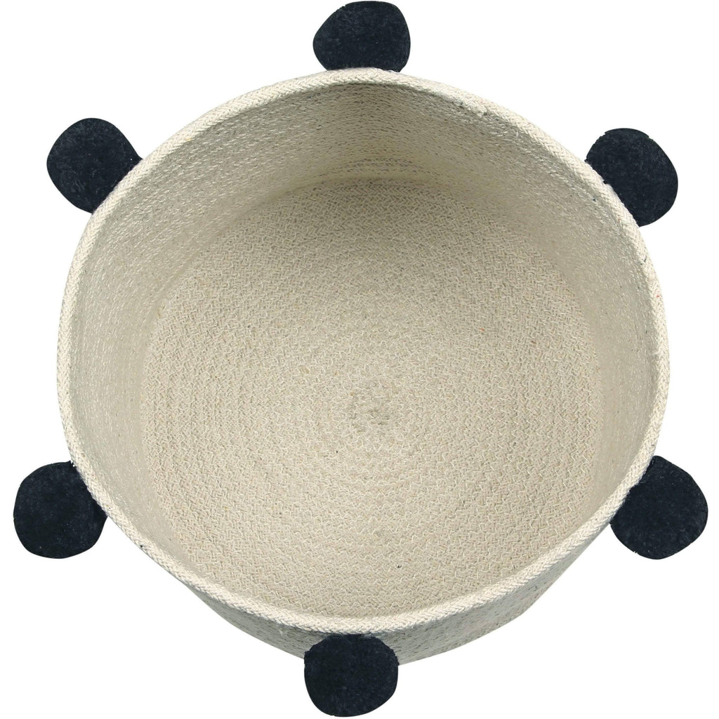 Black Storage Basket with Pompoms H510