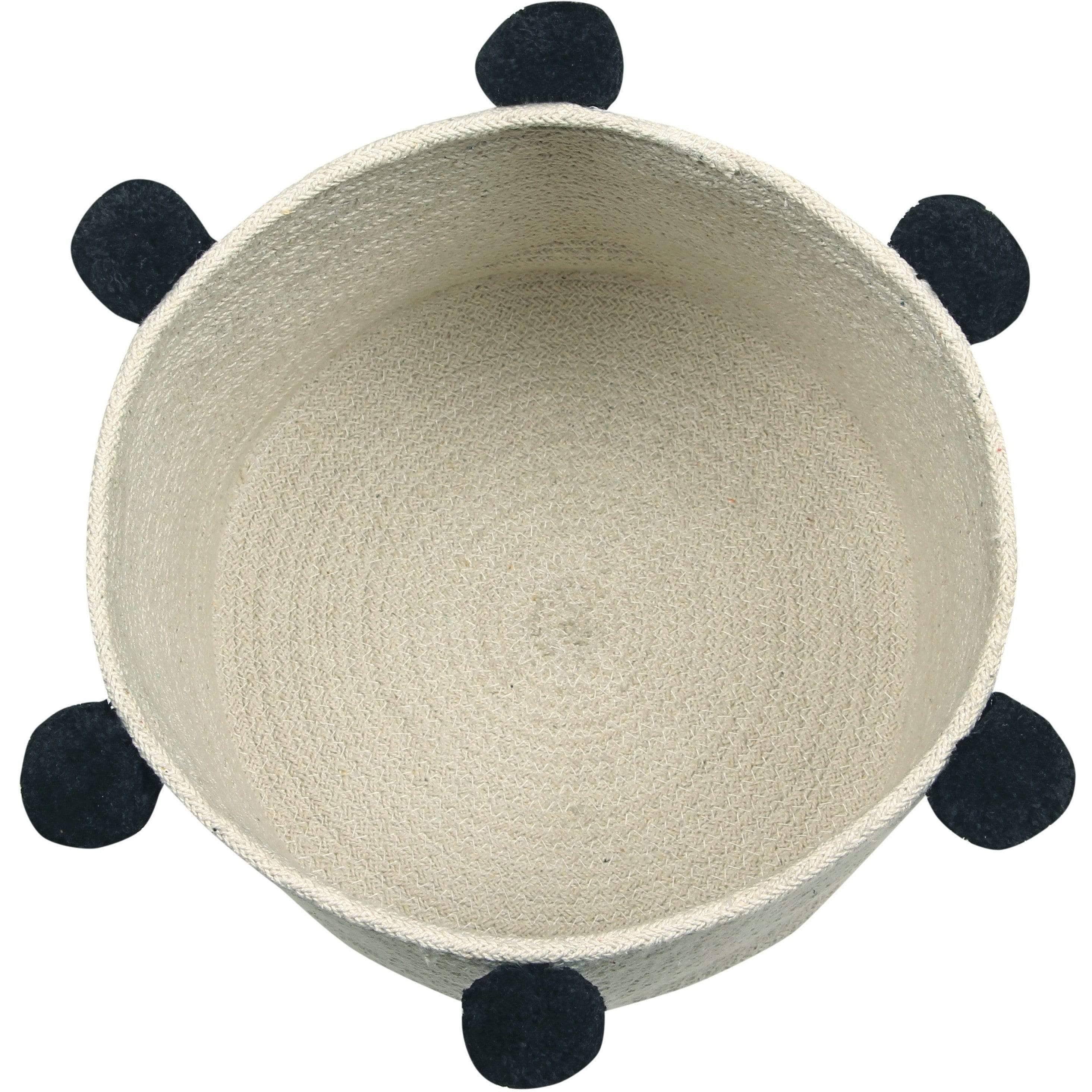 Black Storage Basket with Pompoms H510
