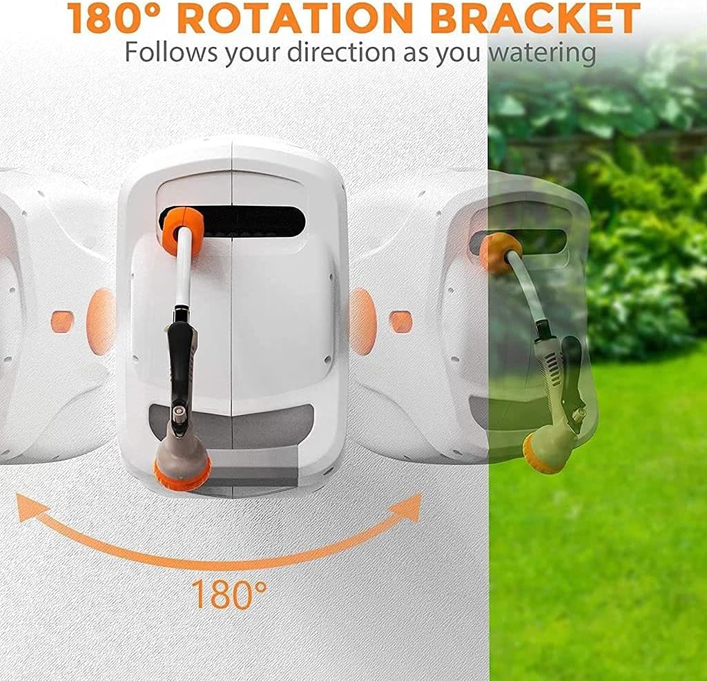 100 FT 1/2 inch Retractable Hose Reel with 8 Patterns Nozzles U951