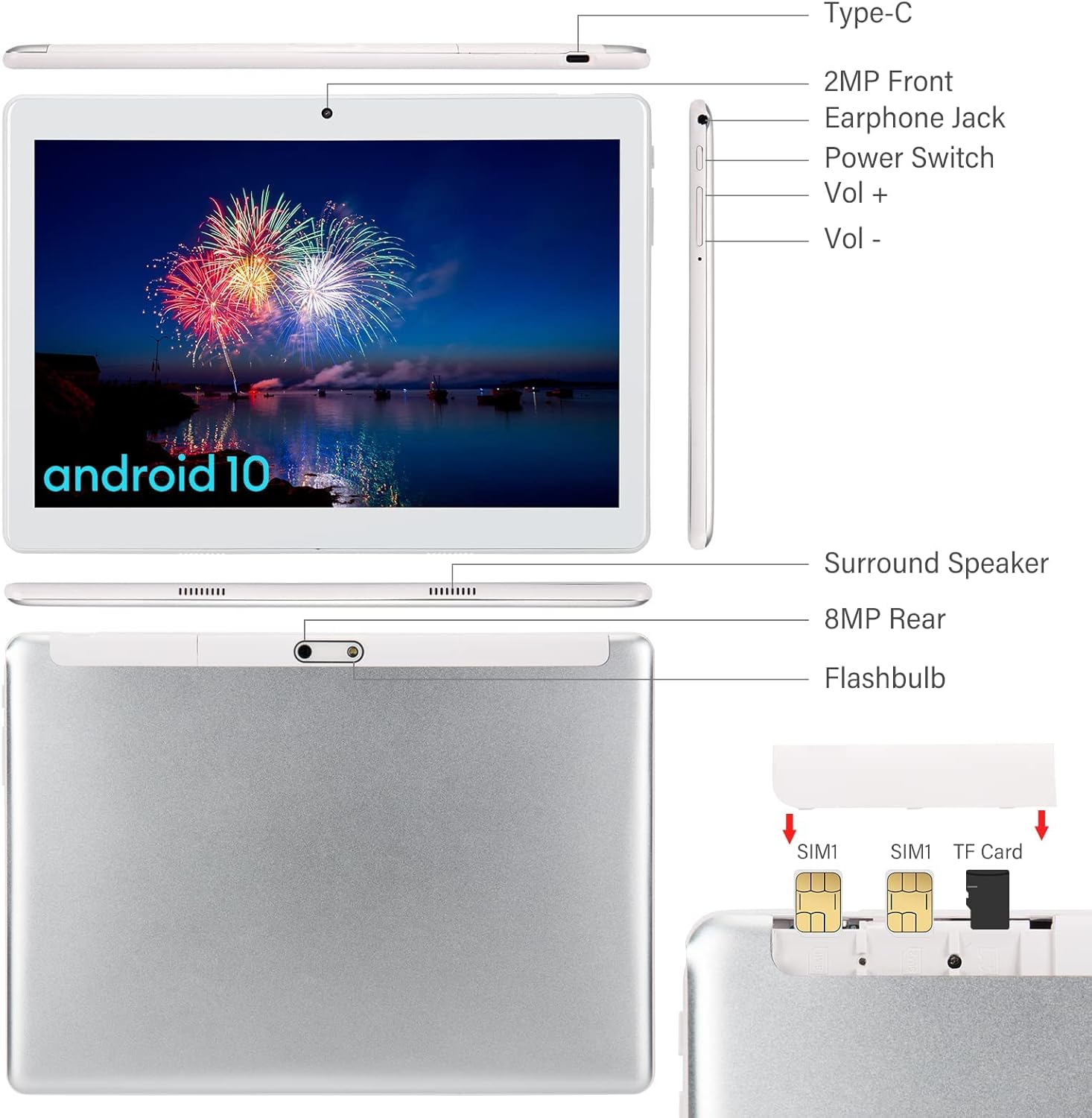 10.1 IPS HD Display Android Tablet with Metal Body D2639