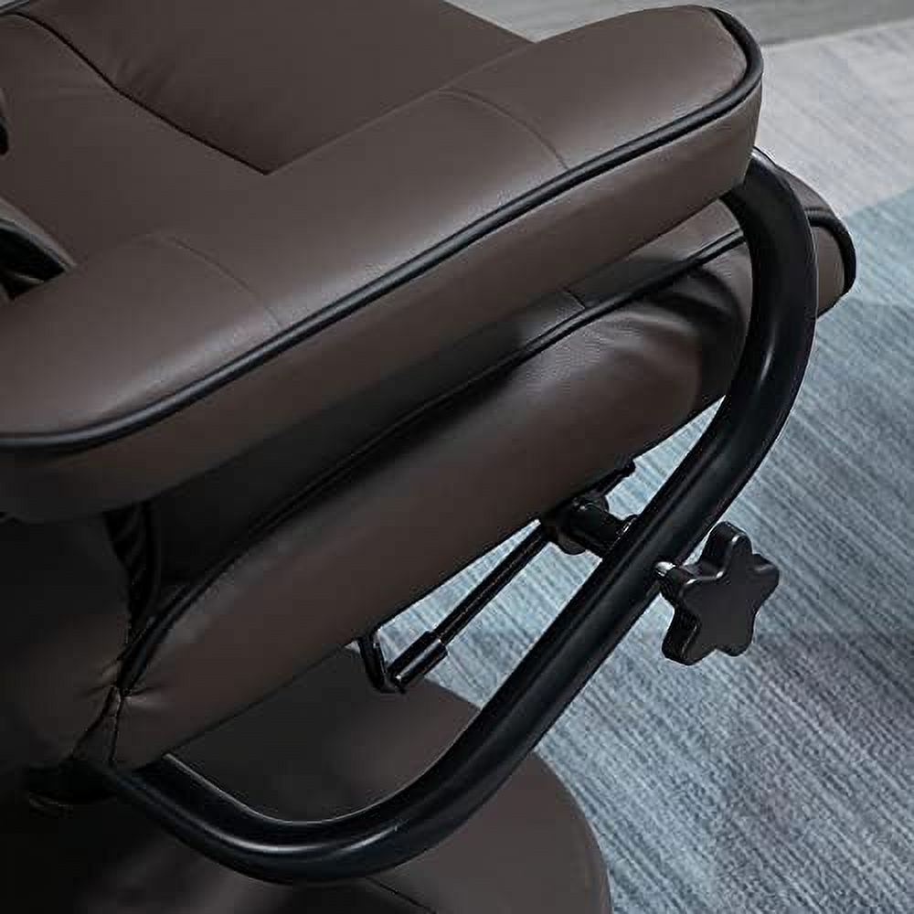 Brown PU Leather Swivel Recliner Chair with Ottoman L175