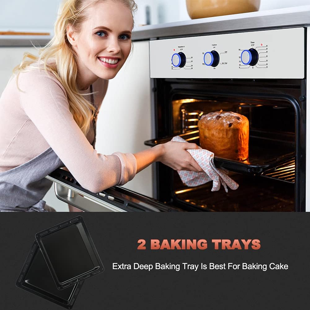 24 Inch Single Wall Electric Oven with 9 Cooking Functions in Stainless Steel N202