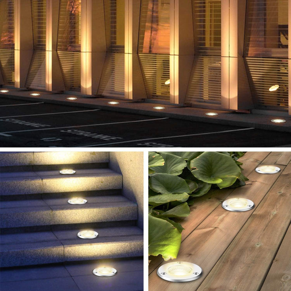 12 Pack 7W Warm White LED Ground Lights with 24 Connectors O152020