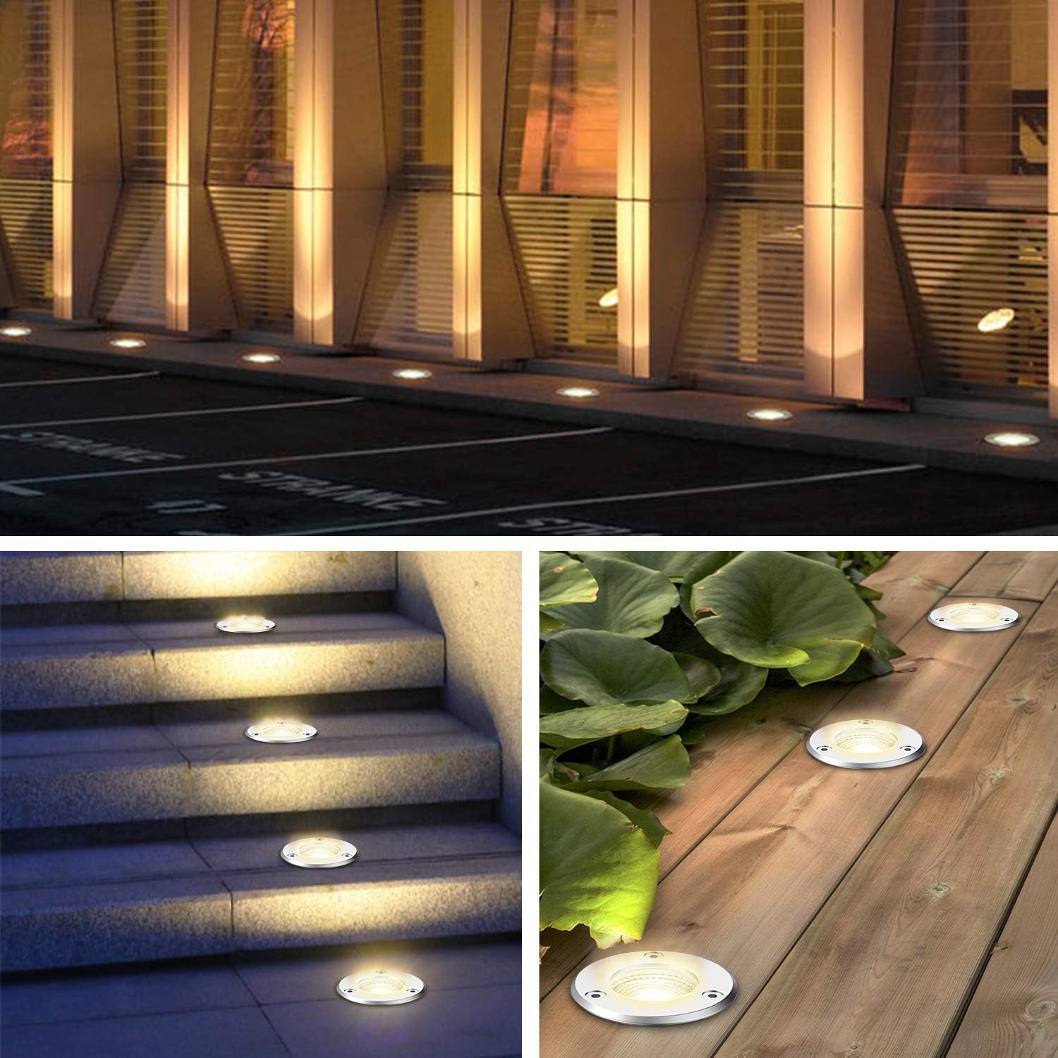 12 Pack 7W Warm White LED Ground Lights with 24 Connectors O152020