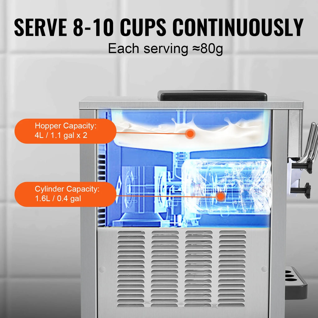 Commercial Soft Serve Ice Cream Machine 3 Flavor Countertop E838226