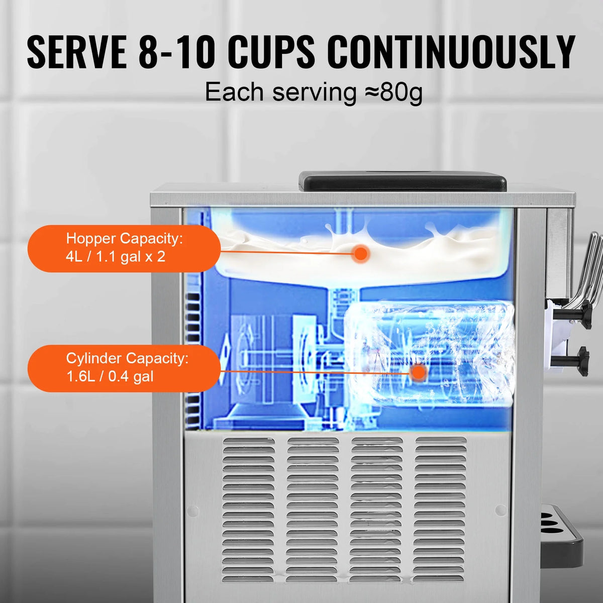 Commercial Soft Serve Ice Cream Machine 3 Flavor Countertop E838226