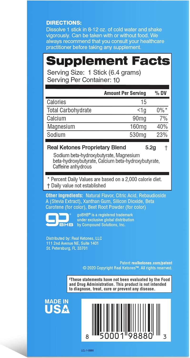 Peach Exogenous Ketones Drink Mix Powder, 20 Packets Pack of 2 V425