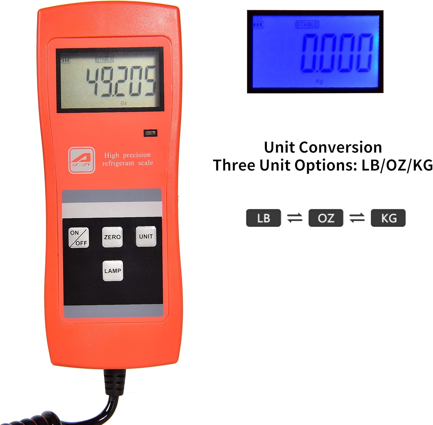 Digital Refrigerant Charging Weight Scale 220Lbs with LCD Display K90832