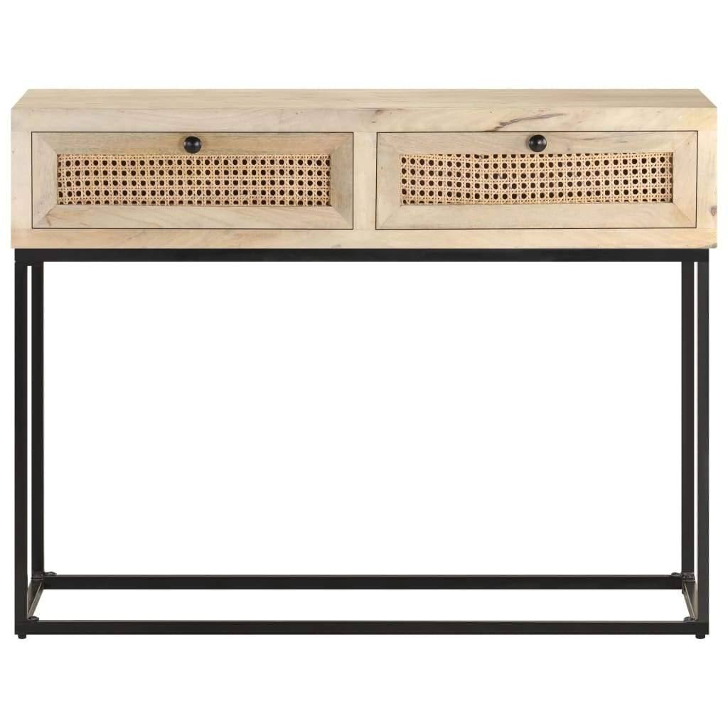 Solid Mango Wood and Natural Cane Console Table A20552