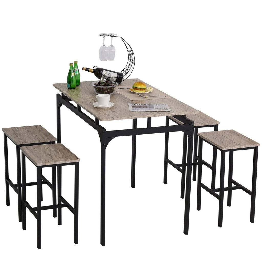 5 Piece Kitchen Table and 4 Stools Dining Set with Metal Legs N7102