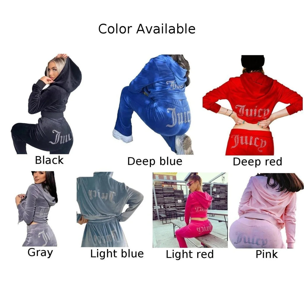 Velour 2-Piece Hoodie Tracksuit Set V4011