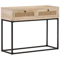 Solid Mango Wood and Natural Cane Console Table A20552