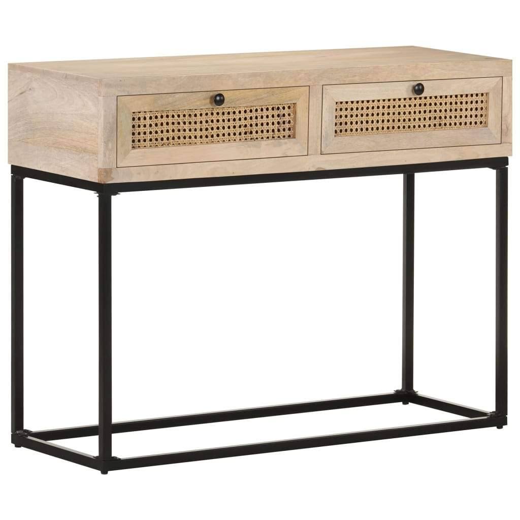 Solid Mango Wood and Natural Cane Console Table A20552