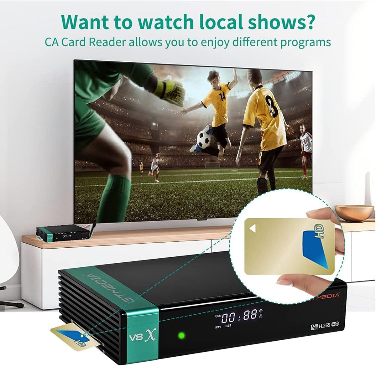 Satellite TV Receiver DVB-S/S2/S2X H.265 1080P HD FTA Digital Receiver Built-in 2.4G WiFi Pack of 2 C9548