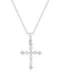 10K White Gold Marquise and Round Diamond Cross Pendant Necklace T4074