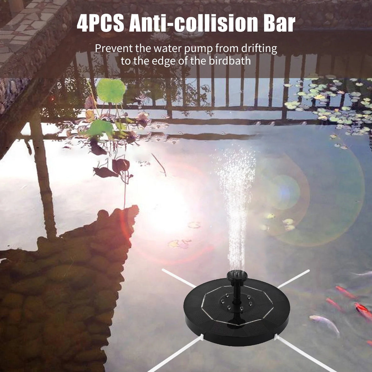 Solar Fountain Pump 3.5W with 1800mAh Battery 6 Nozzles D257