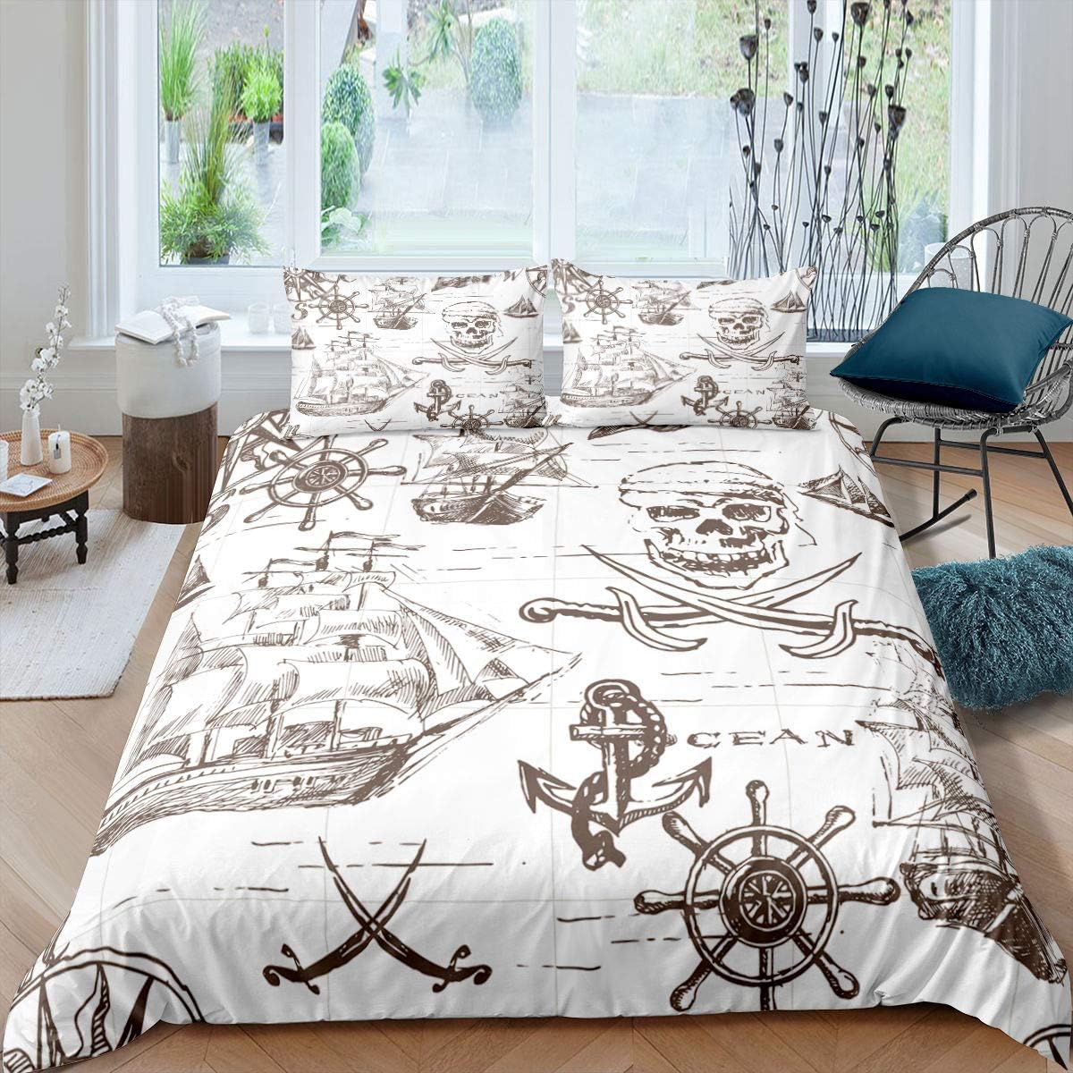 Black White Twin Size Kids Soccer Comforter Cover Bedding Set E933