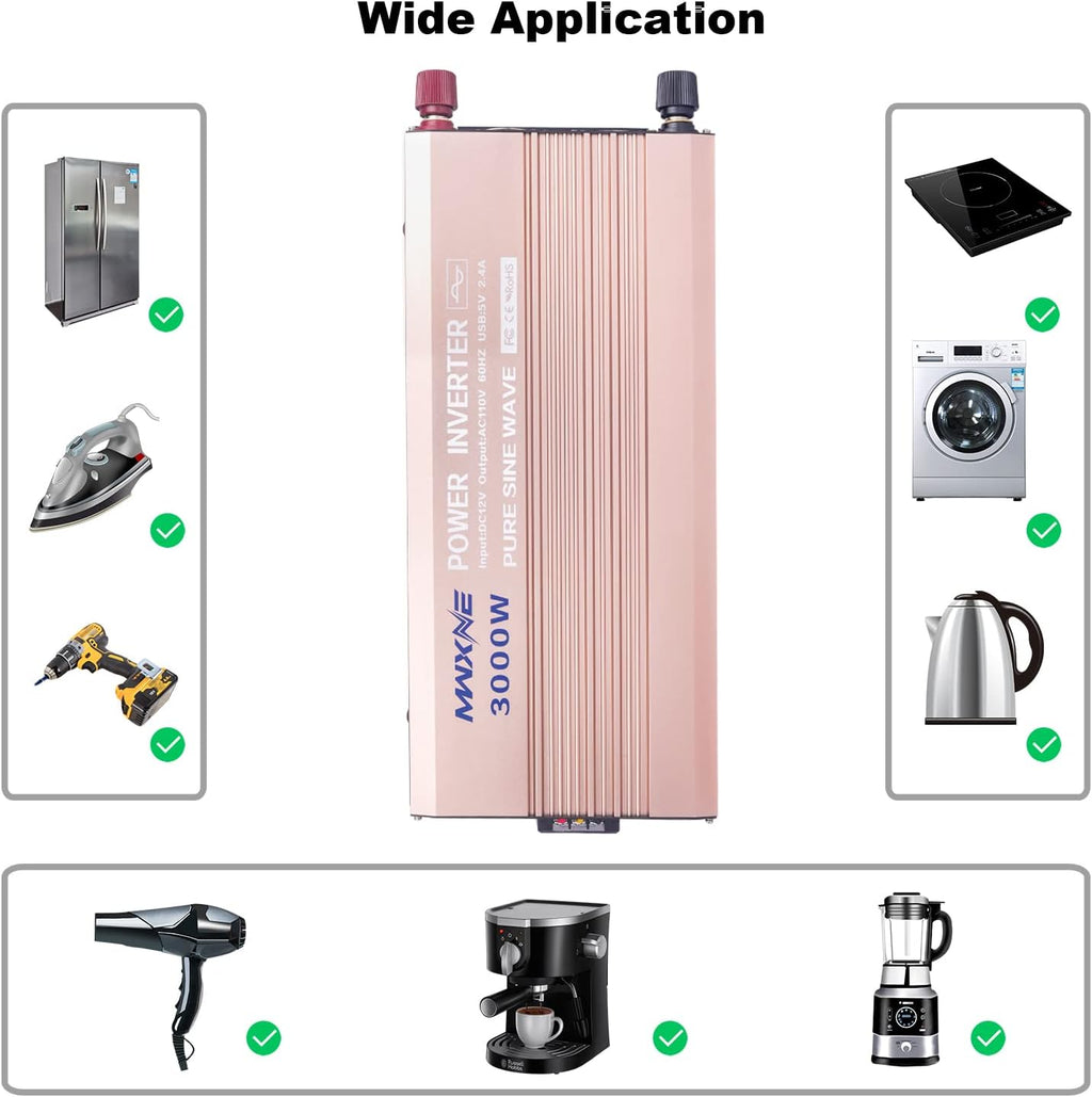 3000 Watts Pure Sine Wave Power Inverter with LCD Display and Remote Control C822