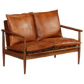 Brown Real Leather 2-Seater Sofa V292