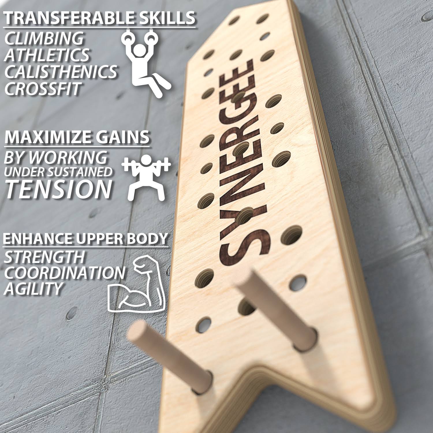 Peg Board for Pull Up, Rock Climbing, Parkour, and Fitness R892