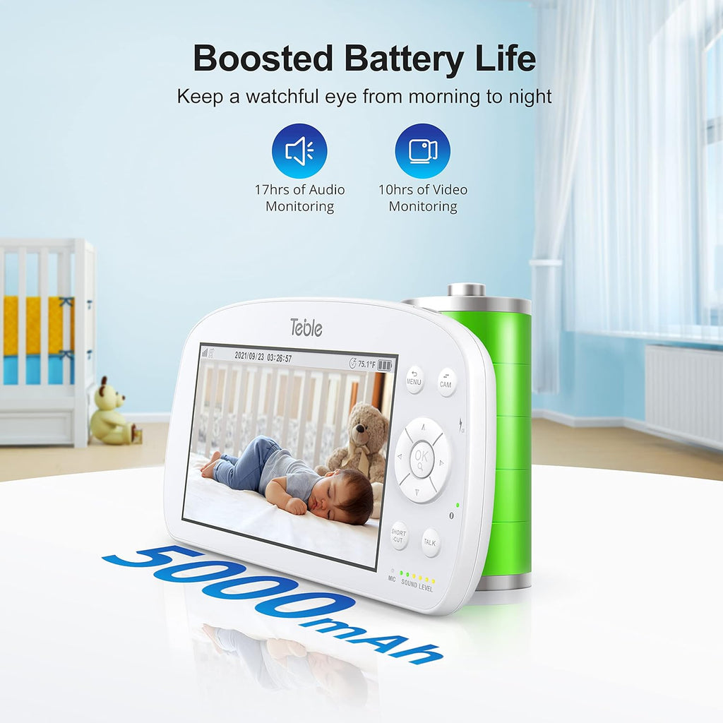 5.5 Video Baby Monitor with Camera and Audio, 720P HD Night Vision, 5000mAh Battery L949