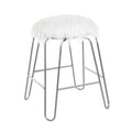 White Faux Fur Metal Vanity Chair P714