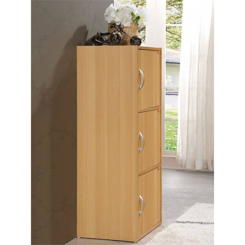 3 Shelf 3 Door Bookcase in Beech, Brown Q308508
