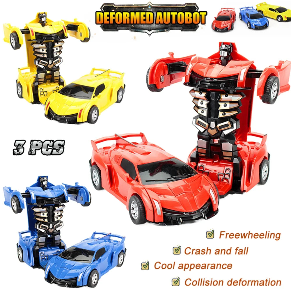3 Pack Transforming Robot Car Toy E924722